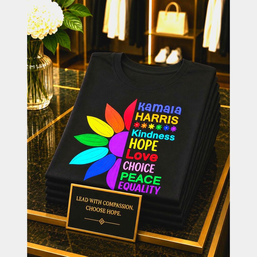 Kamala Harris T Shirt Kindness Hope Choice Equality Black size 6